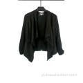 Blazer preto com mangas compridas com lapelas